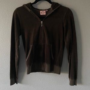 juicy couture brown velour zip up hoodie